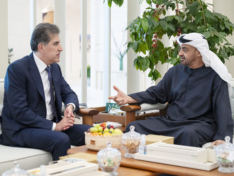 UAE President His Highness Sheikh Mohamed bin Zayed Al Nahyan with Nechirvan Barzani, President of the Kurdistan Region of Iraq.