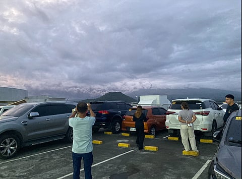 Mayon Volcano's eruption kicks up a thick ash plume as seen from Legazpi City, Albay province, about 500km southeast of the capital Manila, Philippines, at about 5.30pm on Saturday (May 2, 2026).