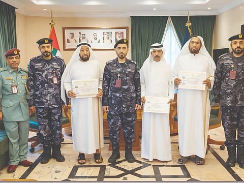 Drivers honoured by Umm Al Quwain Police after 50 years of safe driving experience.