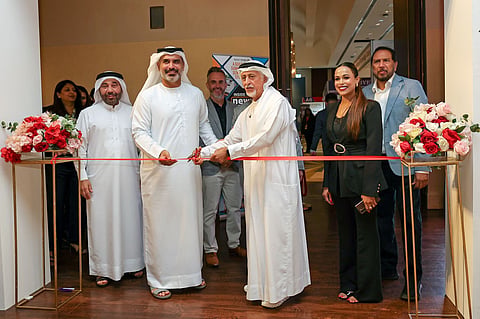 Marwan Abdulaziz Janahi, Senior Vice President of Dubai International Academic City, Dubai Knowledge Park, and Dubai Science Park, part of TECOM Group (second from left), Dr Naji Al Mahdi, Chief of Qualifications and Awards, Knowledge & Human Development Authority (left), and Dr. Eesa Al Bastaki, President, University of Dubai inaugurate Gulf News Edufair