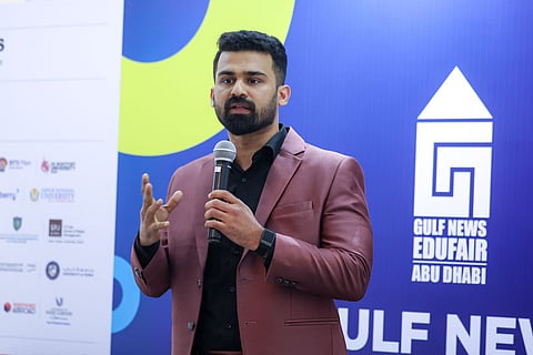 A. Ameen, Head of Operations at Unique World Education, speaking at Edufair in Abu Dhabu