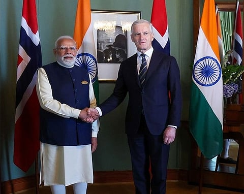 PM Modi holds bilateral meeting with Norway PM Støre (Photo/X@narendramodi)