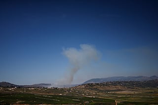 Smoke rises following Israeli bombardment in southern Lebanon as seen from a position across the border in the Upper Galilee, in northern Israel on June 5, 2026.
