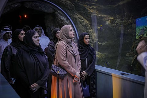 Aisha Rashid Deemas, Chairperson of the Environment and Protected Areas Authority in Sharjah during a tour of the Sharjah Aquarium