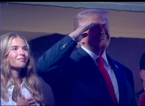 US President Donald Trump attends the NBA Finals Game in New York.