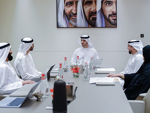 Sheikh Mohammed bin Rashid bin Mohammed bin Rashid Al Maktoum chairs the second meeting of the Supervisory Committee of Rashid Villages to review project progress.