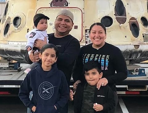 Juan Hernandez with his family.