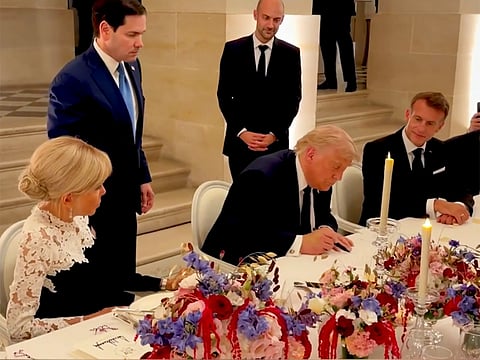 US President Donald Trump signs Iran-US MoU in Versailles.