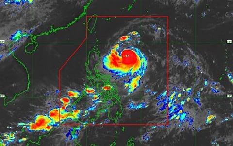 Typhoon Francisco's location as seen from a weather satellite.