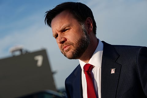 U.S. Vice President JD Vance before boarding Air Force Two at Emmen Military Air Base, Emmen, Switzerland, Monday, June 22, 2026, after the U.S. and Iran held high-level talks at the Lake Lucerne Summit.