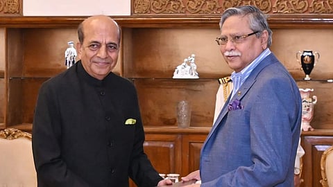The High Commissioner of India to Bangladesh, Dinesh Trivedi (left), presented his credentials to Mohammed Shahabuddin, President of Bangladesh, in Dhaka