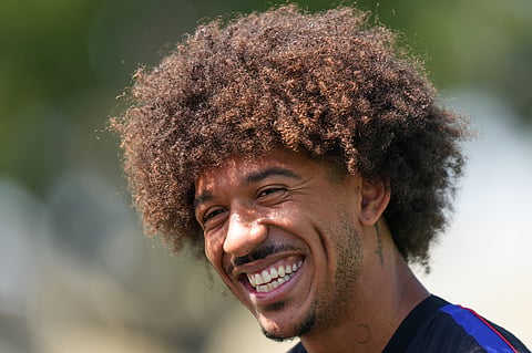 United States' Chris Richards smiles during a training session ahead of a FIFA World Cup match against Turkey in Irvine, Calif., Wednesday, June 24, 2026. (AP Photo/Andre Penner)