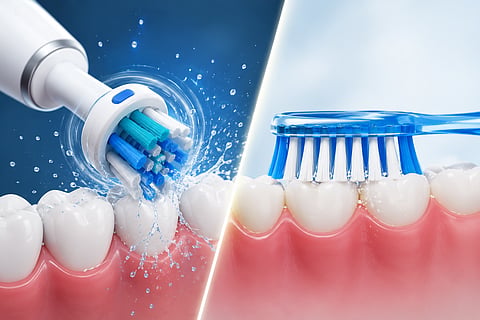 Electric toothbrush cleaning action