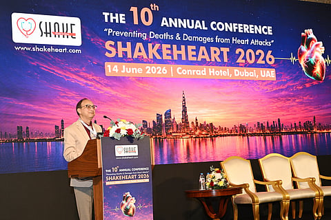 Dr Brajesh Mittal, chairman and founder of SHAKE symposium and medical director of Medcare Hospital, delivering the keynote address