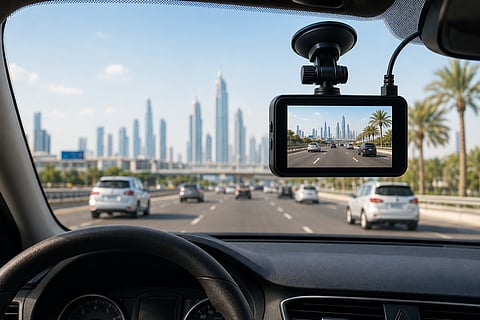 Dash cam view on a highway