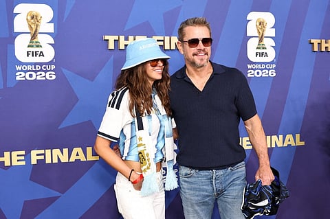 Luciana Damon and Matt Damon attend the FIFA Gold Carpet before the FIFA World Cup 2026 Final match between Spain and Argentina at New York New Jersey Stadium on July 19, 2026 in East Rutherford, New Jersey.