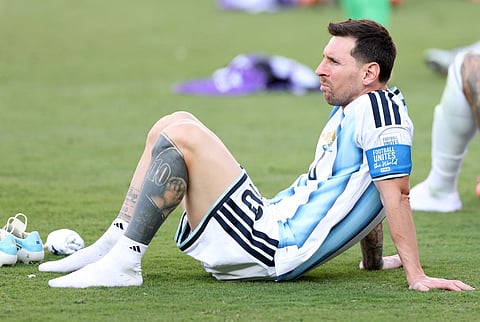Lionel Messi #10 of Argentina reacts after the 0-1 loss during the FIFA World Cup 2026 Final match between Spain and Argentina at New York New Jersey Stadium on July 19, 2026 in East Rutherford, New Jersey.