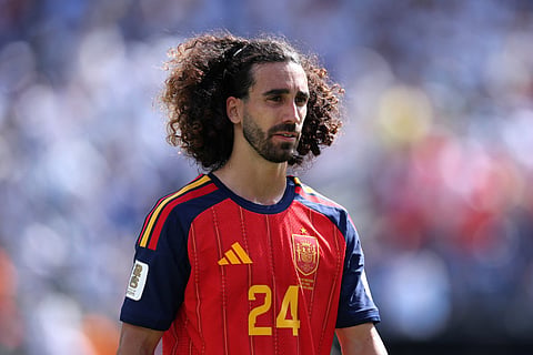 Marc Cucurella #24 of Spain during the FIFA World Cup 2026 Final match between Winner Spain and Argentina at New York New Jersey Stadium on July 19, 2026 in East Rutherford, New Jersey.