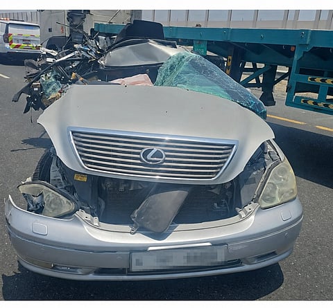 Family vehicle veered off road; police say distraction may have played a role.