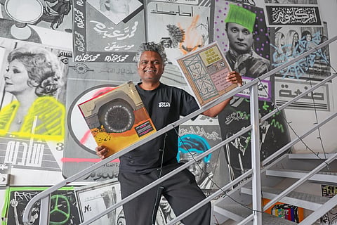 Jayesh Veralkar, founder of Vinyl Souq and its label arm Vinyl Souq Records, pictured at The Flip Side in Al Serkal Avenue, Dubai. The label's latest release, Made in the Emirates Vol. 2, spotlights the UAE's electronic music scene.