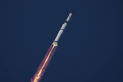 SpaceX's Starship rocket lifts off for a test flight from Starbase, Texas, Friday, July 24, 2026. (AP Photo/Eric Gay)
