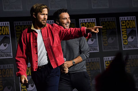 Canadian actor Ryan Gosling and Canadian director Shawn Levy (R) attend the Marvel panel during Comic-Con International in San Diego, California, on July 25, 2026.