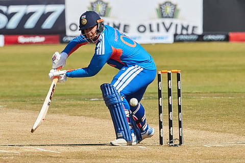 India's Vaibhav Sooryavanshi plays a shot during the third Twenty20 international cricket match between Zimbabwe and India at Harare Sports Club in Harare, on July 26, 2026.
