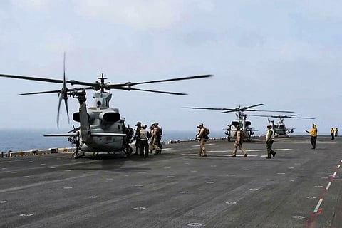 This screen grab made on July 26, 2026 from undated handout video footage released by the US Central Command (CENTCOM) on July 25, 2026 shows what CENTCOM says are operations enforcing its naval blockade against Iran.