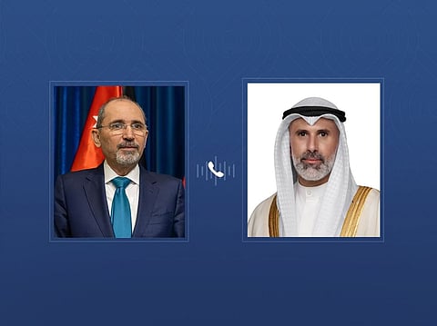 Kuwait's Minister of Foreign Affairs, Sheikh Jarrah Jaber Al Ahmad Al Sabah, and Jordan's Deputy Prime Minister and Minister of Foreign Affairs Ayman Safadi.