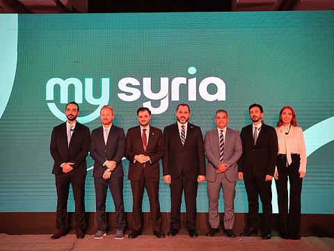 From (L-R): Firas, Co-founder of My Syria app, Talal Al Hilali, Director General and Chairman of the Syrian Investment Authority; Abdul Salam Haykal, Syria's Minister of Communications and Information Technology; Mazen al-Salhani, Minister of Tourism of Syria; and others.