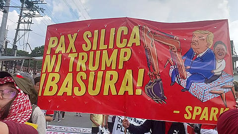 The banner reads "Pax Silica of Trump, Dump!"