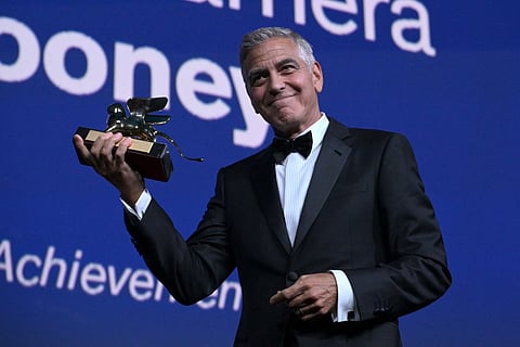 US actor and filmmaker George Clooney receives the Golden Lion for Lifetime Achievement during the opening ceremony of the 83rd International Venice Film Festival, on September 2, 2026 at Venice Lido.