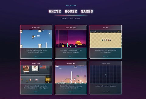 The White House’s online arcade includes games where players capture people at the southern border and build a border wall. In the game “Rio Run,” users “patrol the line” along the Rio Grande and “pick up every crosser in the lot” to earn a high score of deportations. The user icon in the Snake-style game is an older White man in a blue tie, and the “crossers” appear to be Brown, Black or White.