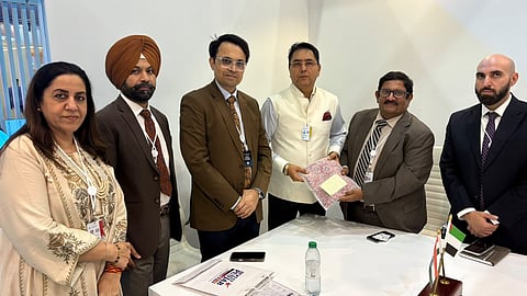 (Third from right) Aman Aroa, Cabinet Minister, Government of Punjab, India, during a meeting in Dubai on Monday.