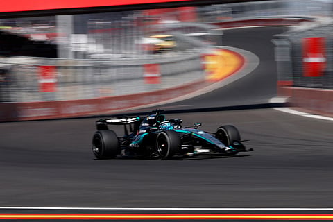 Mercedes' British driver George Russell competes in the Spanish Formula One Grand Prix at the Madring circuit on September 13, 2026 in Madrid.