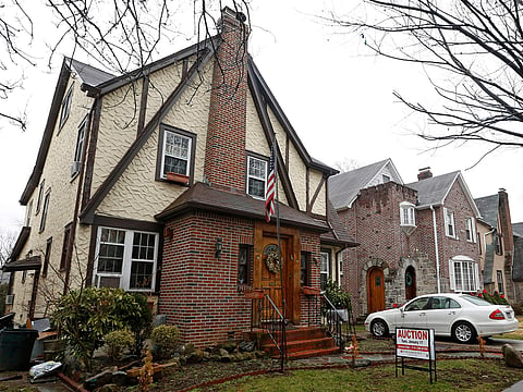 The boyhood home of President-elect Donald Trump is seen on January 17, 2017, in New York.