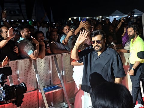 Mammootty arrives at the Sharjah event to a huge welcome from cheering fans.