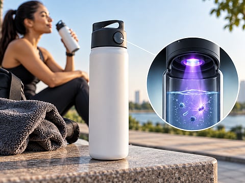 UV-C bottle technology adds an extra layer of water care by using light to help reduce certain microorganisms between regular washes.