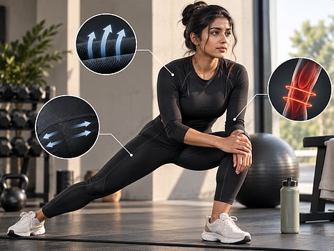 Compression clothing can provide a close, supportive fit during exercise, helping reduce excess movement while keeping workouts comfortable and unrestricted.