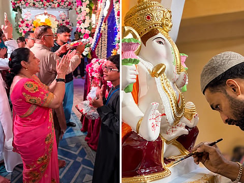 Devotees celebrate Ganesh Chaturthi in Karachi, while an artisan paints a Ganesh idol for the festival.