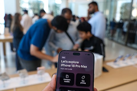 Shoppers at apple store in Dubai mall as the iPhone 18 Pro and iPhone 18 Pro Max went on sale in stores across the UAE on Fridayday, September 18.