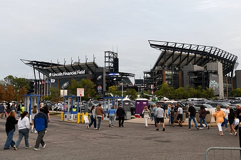 Fans arrive for English singer-songwriter Ed Sheeran's concert at Lincoln Financial Field in Philadelphia, Pennsylvania, on September 19, 2026.
