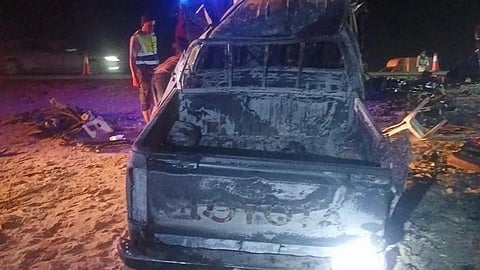 Seven members of one family travelling in the first vehicle were killed. They were the father and mother, three sons and two daughters. Two young men travelling in the second vehicle also died.