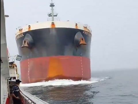 Video that appears to have been filmed from the fishing vessel shows the larger ship bearing down and hitting it.