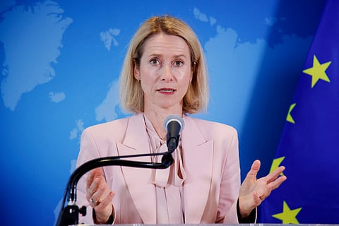 European Commission Vice President Kaja Kallas speaks during a news conference ahead of the United Nations General Assembly in New York, on September 21, 2026.