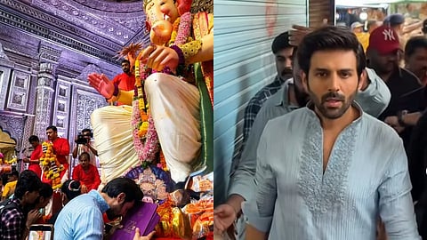 Kartik Aaryan seeks blessings at Lalbaugcha Raja after National Award win