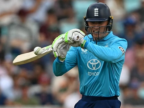 England's Tom Banton hits a six during the third ODI agaubst Sri Lanka at The Oval in London on September 27, 2026.