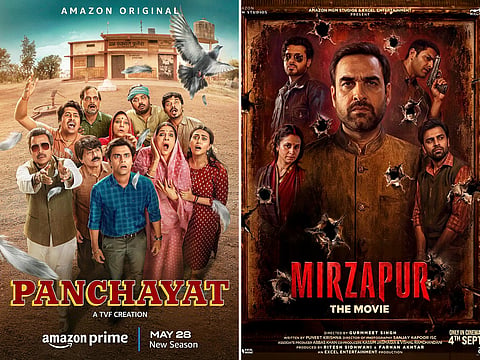 Posters of Panchayat and Mirzapur.