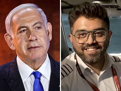 Israeli Prime Minister Benjamin Netanyahu and Captain Smit Machchhar