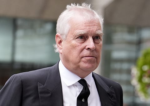 Britain's Prince Andrew, Duke of York arrives to attend a Requiem Mass, a Catholic funeral service, for the late Katharine, Duchess of Kent, at Westminster Cathedral in London on September 16, 2025.